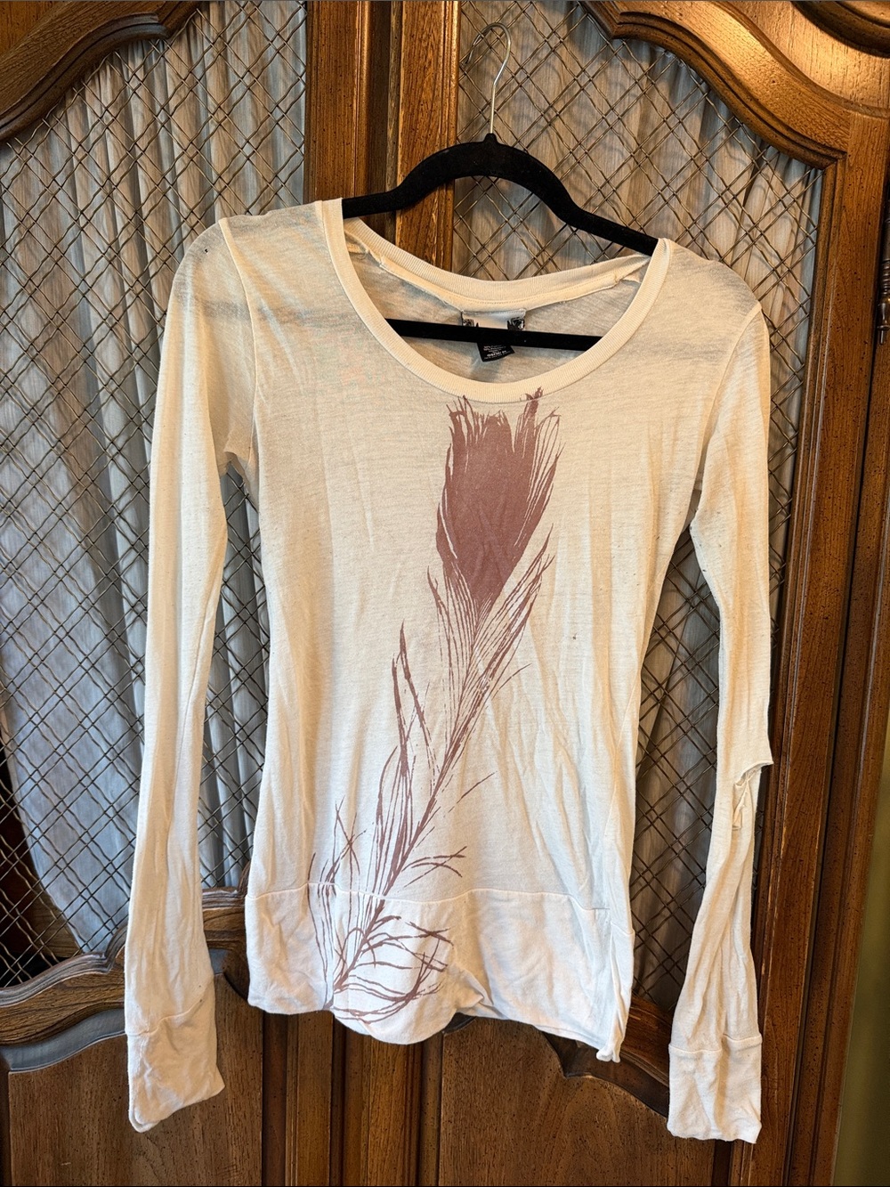 Long-Sleeve Feather & Pagoda Print